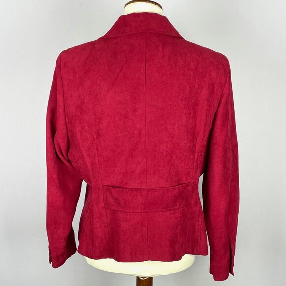 Vtg 80s 90s Studio I Faux Suede Blazer Sz 16 Red Career Office Professional - Picture 4 of 7